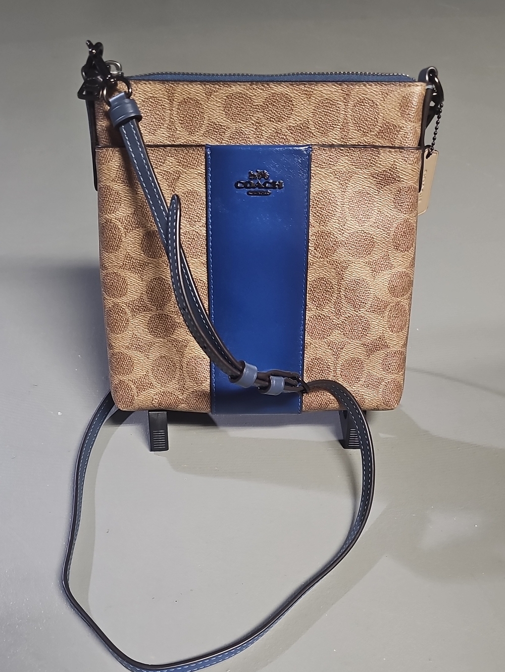 Coach 41321 V5/Tan Dark Denim Colorblock Signature Kitt Messenger Bag NWT